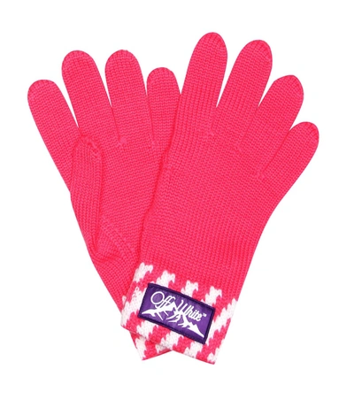Off-white Wool Gloves In Pink