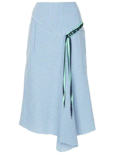 Tibi Embellished Cotton-blend Skirt In Blue