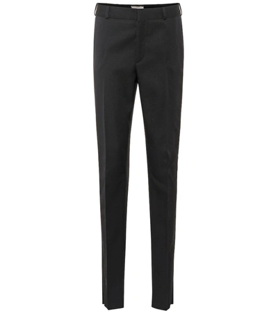 Saint Laurent High-rise Straight Wool Trousers In Black