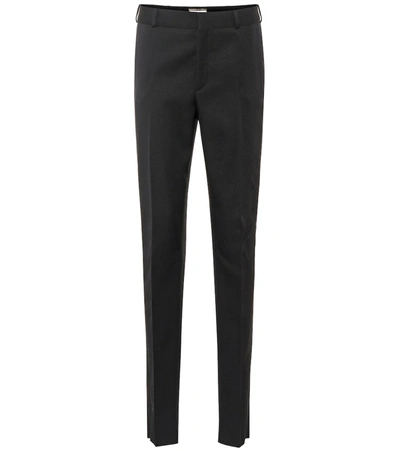 Saint Laurent High-rise Straight Wool Pants In Black