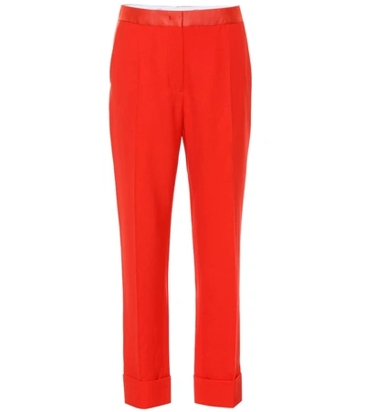 Joseph High-rise Straight Wool Pants In Red