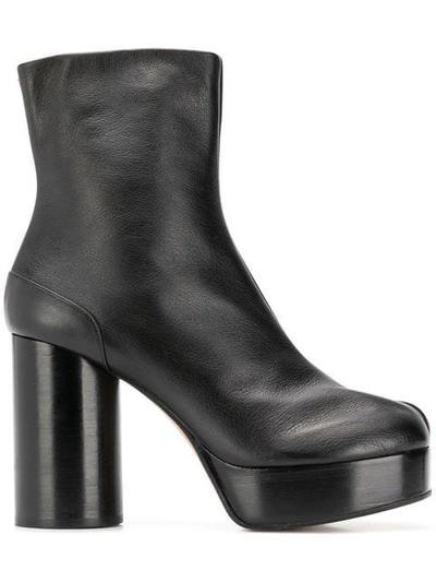 Maison Margiela Tabi Platform Leather Boots In Black