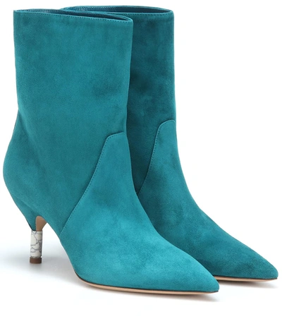 Gabriela Hearst Mariana Suede Ankle Boots In Blue