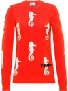 Prada Seahorse-intarsia Wool-blend Sweater In Orange