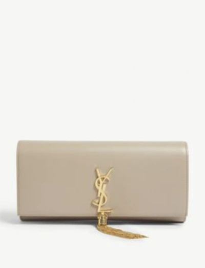 Saint Laurent Ladies Light Cream Kate Leather Clutch Bag In Light Natural