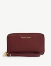 Michael Michael Kors Leather Wristlet In Oxblood