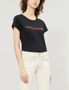 Calvin Klein Logo-print Cotton-jersey T-shirt In Ck Black/racing Red