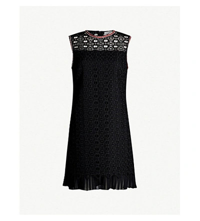 Sandro Openwork Lace Dress In Black