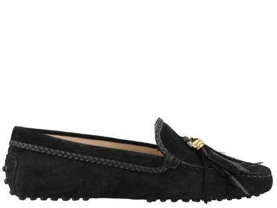 Tod's Gommini Loafer With Feathers In Black