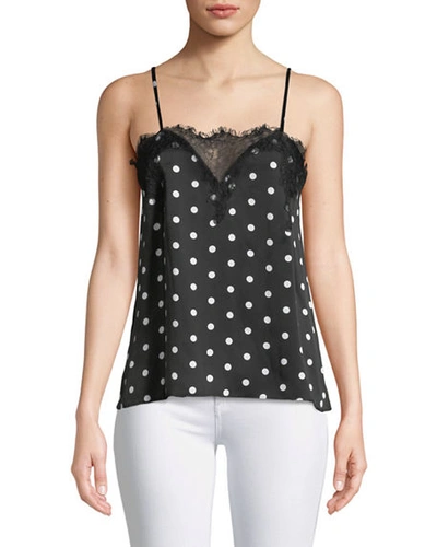 Cami Nyc The Sweetheart Floral Charmeuse Cami With Lace In Black/white