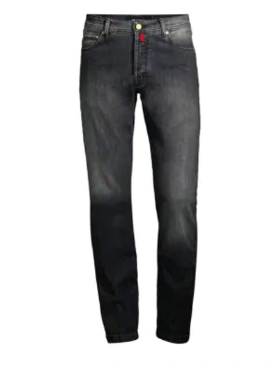 Kiton Men's Washed Denim Jeans In Grey