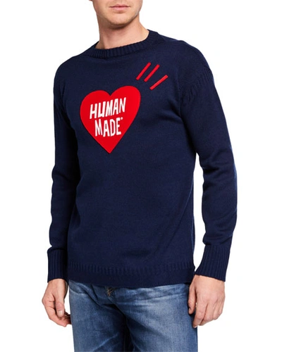 Human Made Men's Heart Knit Sweater In Navy