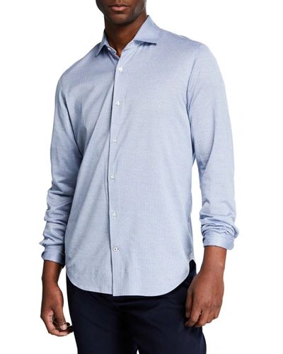 Loro Piana Men's Oxford Stripe Sport Shirt In Blue/white