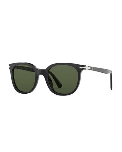 Persol Men's Po3216s Square Acetate Sunglasses In Black/green