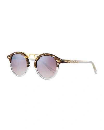 Krewe St. Louis Round Mirrored Sunglasses In D'oro