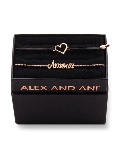 Alex And Ani Amour Bracelet Gift Set, Rose Gold