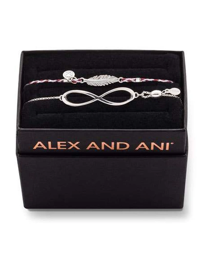 Alex And Ani Infinity Pull-chain Bracelet Gift Set, Silver