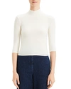 Theory Cropped Merino Wool Turtleneck Sweater In Ivory