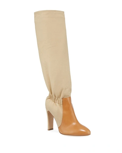 Laurence Dacade Shadia Fabric Over-the-knee Boots In Beige
