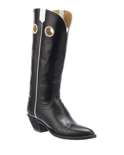 Lucchese Jacqueline Leather Knee Boots In Black