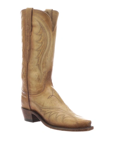 Lucchese Lily Western Knee Boots (made To Order) In Beige