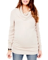 Ingrid & Isabel Maternity Cowl-neck Sweater Tunic In Medium Oatmeal Heather