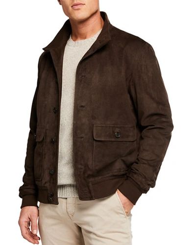 Loro Piana Malcolm Suede Bomber Jacket In Brown