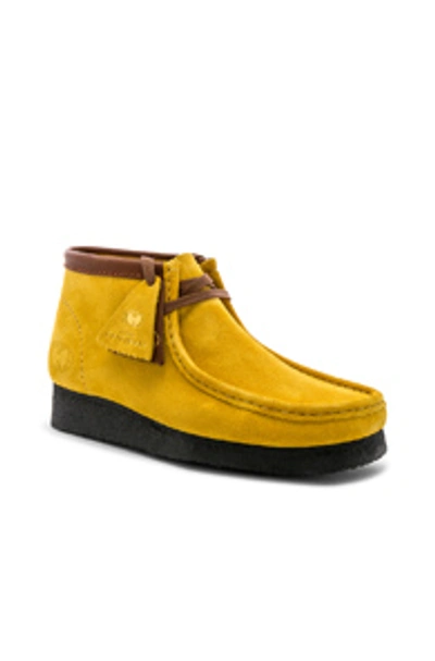 Clarks Originals Yellow Wu Wear Edition Wallabee Boots In Yellow & Cola
