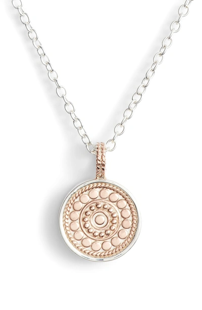 Anna Beck Reversible Circle Pendant Necklace In Rose Gold/ Silver