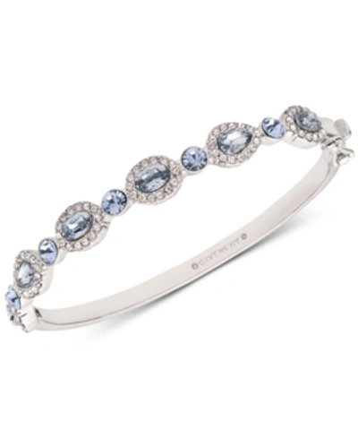 Givenchy Silver-tone Crystal & Stone Bangle Bracelet In Blue