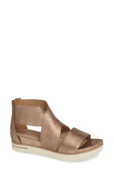 Eileen Fisher Sport Metallic Leather Platform Sandals In Bronze Metallic