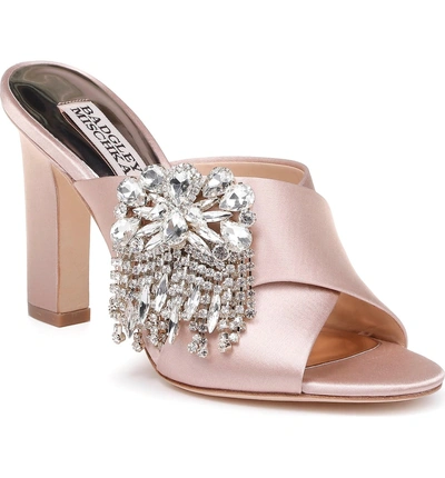 Badgley Mischka Farrah Sandal In Soft Blush Satin