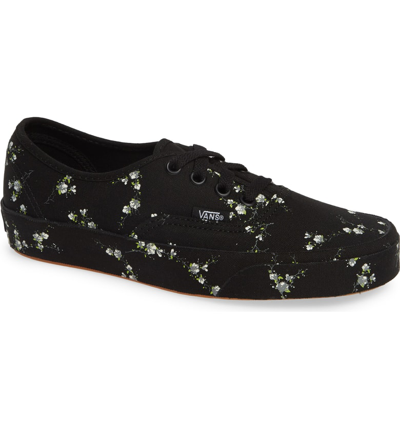 black vans with flowers
