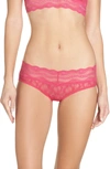 B.tempt'd By Wacoal 'lace Kiss' Hipster Briefs In Peacock Pink
