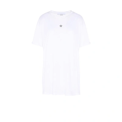 Stella Mccartney Embroidered T-shirt In Pure White Blackbianco