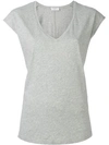 Frame V-neck Cotton-jersey T-shirt In Gris