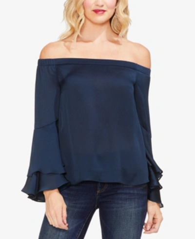 Vince Camuto Off-the-shoulder Bell-sleeve Top In Ink Blue