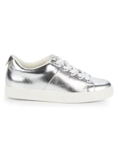 Saks Fifth Avenue Talico Metallic Leather Sneakers In Silver