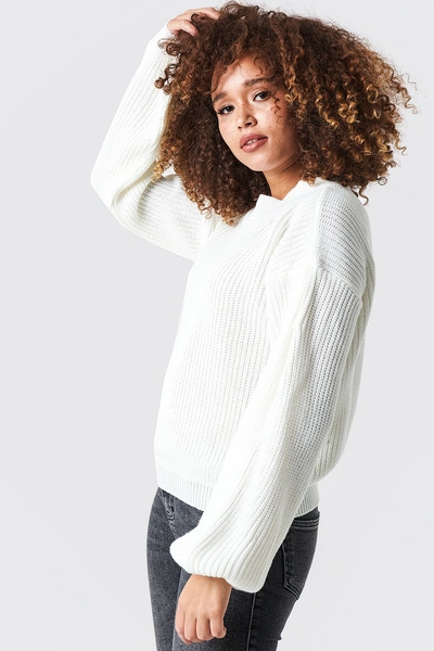 Glamorous Balloon Arm Knitted Sweater White In Off White