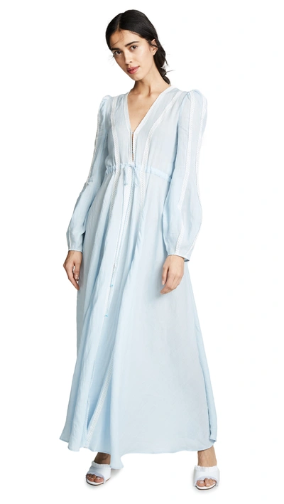 A Mere Co Blue Victoria Longsleeve Maxi Cover Up In Baby Blue
