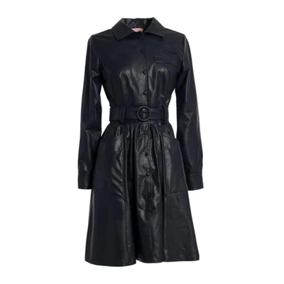 Tomcsanyi Ganz Midnight Blue Vegan Leather Shirt Dress