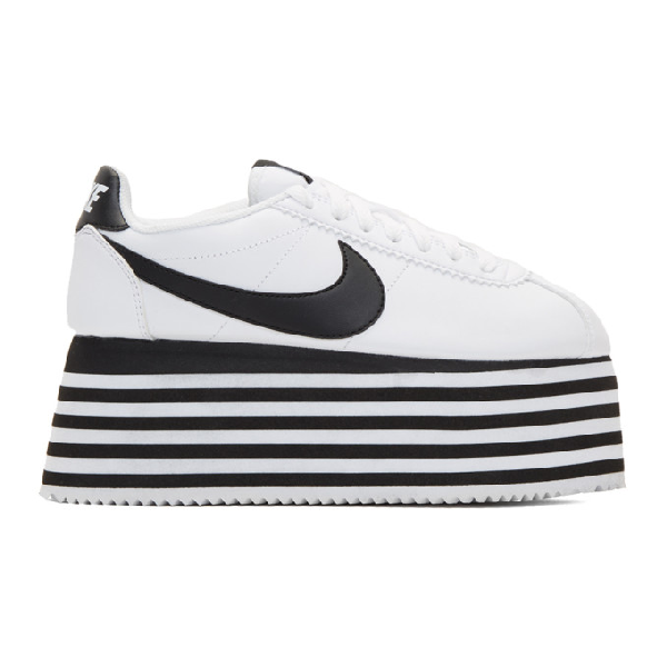 nike platform sneakers black and white