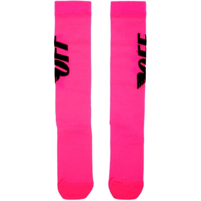 Off-white Pink Wings Socks In Fuchsia/blk