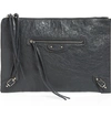 Balenciaga Classic Silver Zip Large Pouch - Grey In Gris Fossile