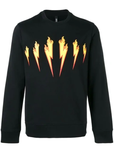Neil Barrett Thunder Flames Sweatshirt In Black