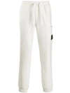 Stone Island Logo Patch Track Pants In White