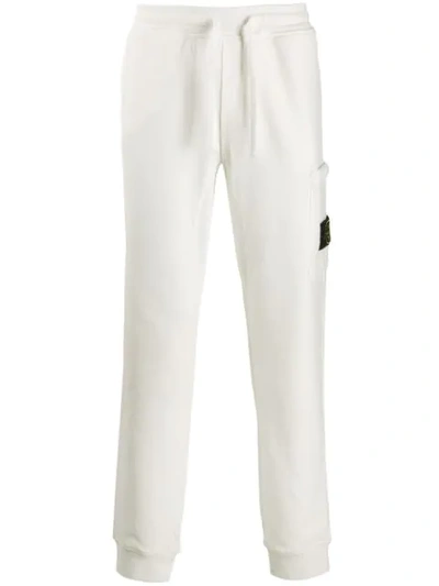 Stone Island Logo Patch Track Trousers In White