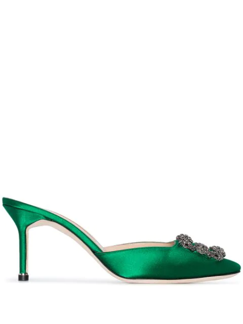 manolo blahnik green mules