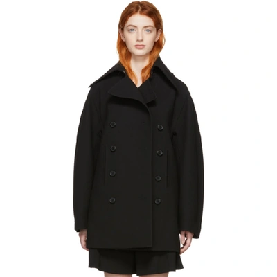 Chloé Double-breasted Puff Sleeve Wool Coat In 001 Black