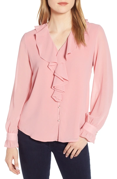 Karl Lagerfeld Ruffle Front Blouse In Himalayan Pink